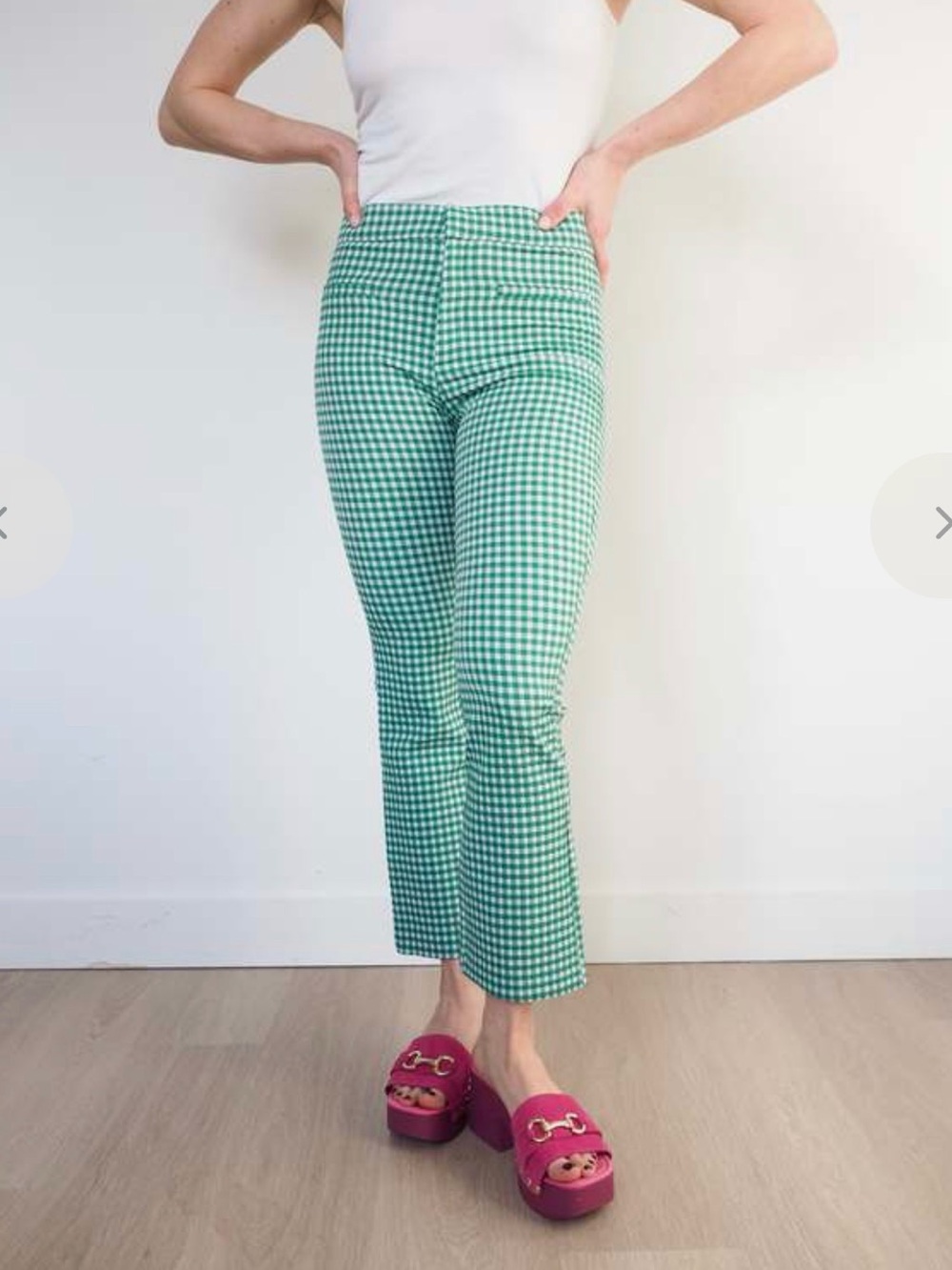 Zara Green and White Gingham pants  with Chest Pocket